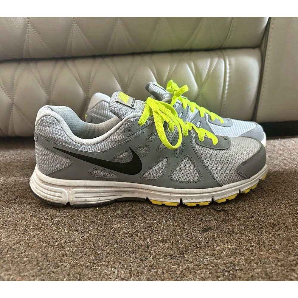Nike Revolution 2 Mens Low Top Lace Up Mesh Sneakers Gray Volt Running
